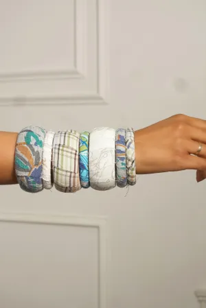 Combination fabric Pattern Bangles 7 stack