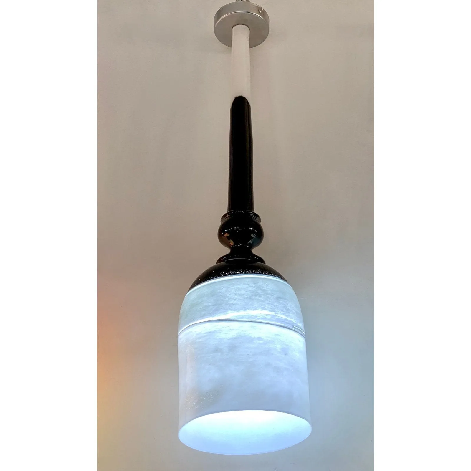 Contemporary Bespoke Italian Organic Black White Grey Murano Glass Pendant Light