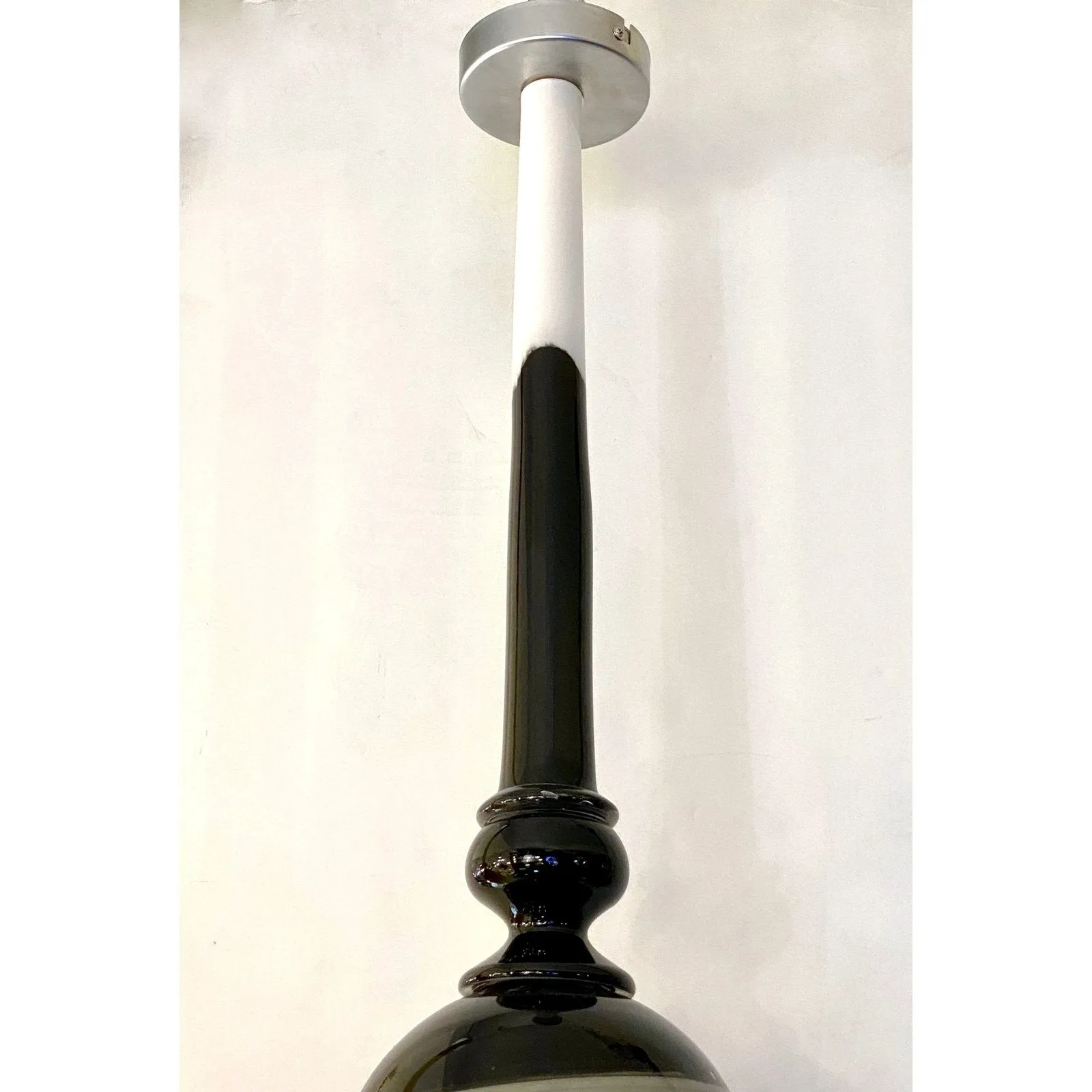 Contemporary Bespoke Italian Organic Black White Grey Murano Glass Pendant Light