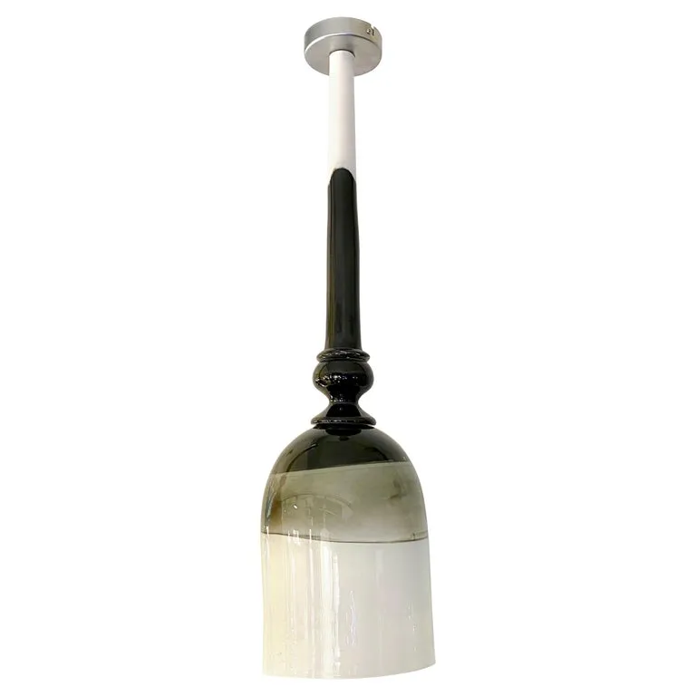 Contemporary Bespoke Italian Organic Black White Grey Murano Glass Pendant Light