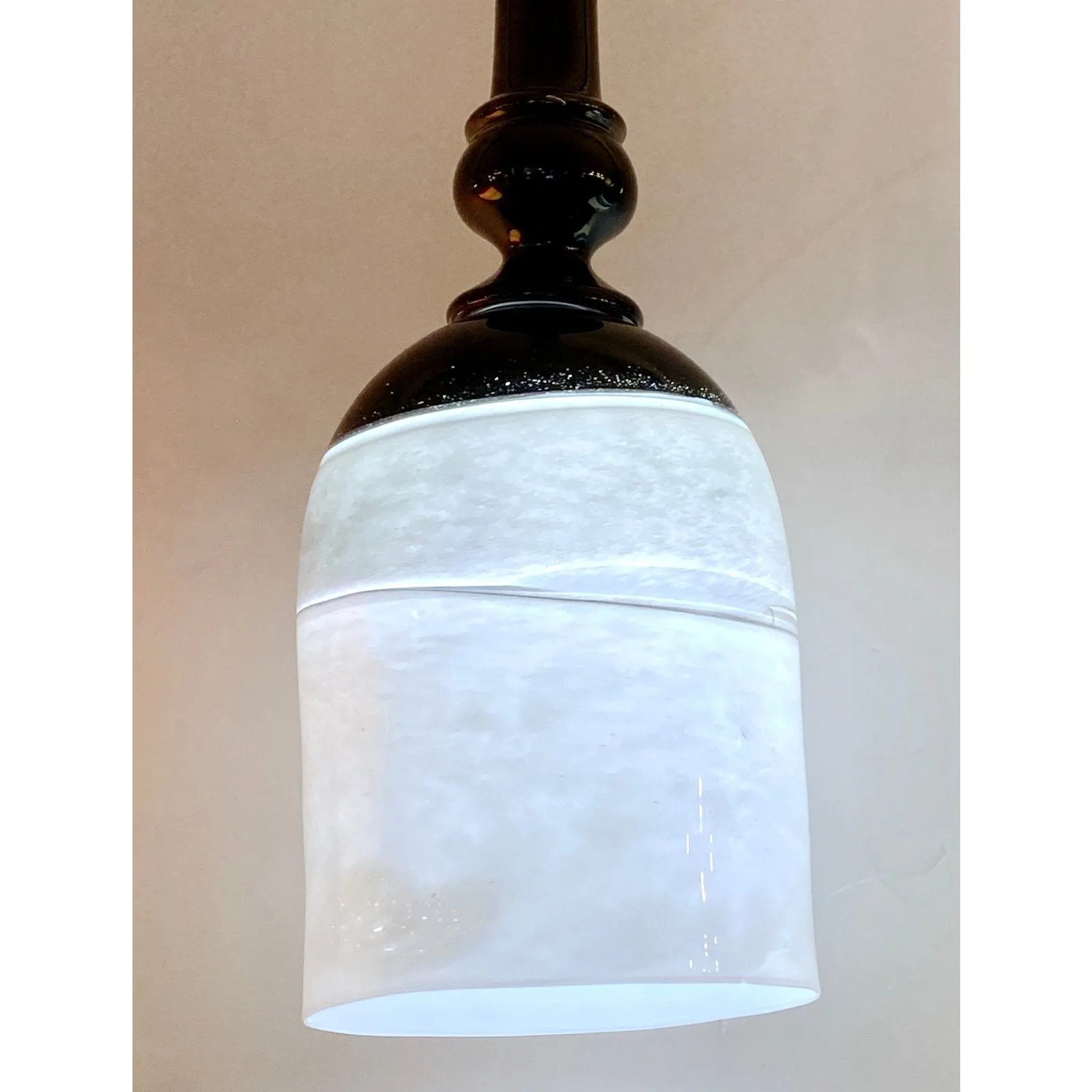 Contemporary Bespoke Italian Organic Black White Grey Murano Glass Pendant Light