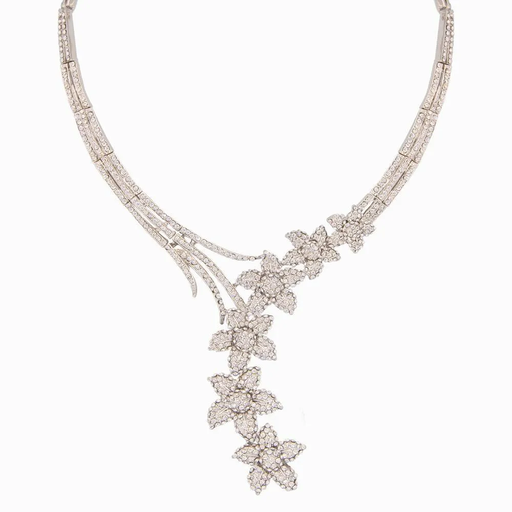 Crystal Encrusted Floral Necklace