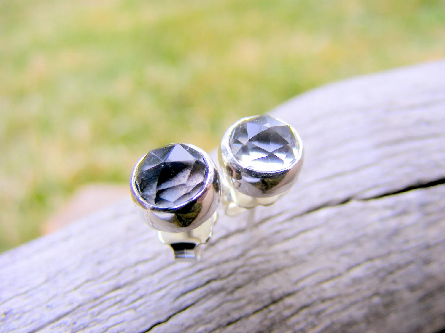 Crystal Quartz Studs, Crystal Gemstone Post Earrings, Sterling Silver, Gemstone Studs, Similar To Diamond Like Earrings,