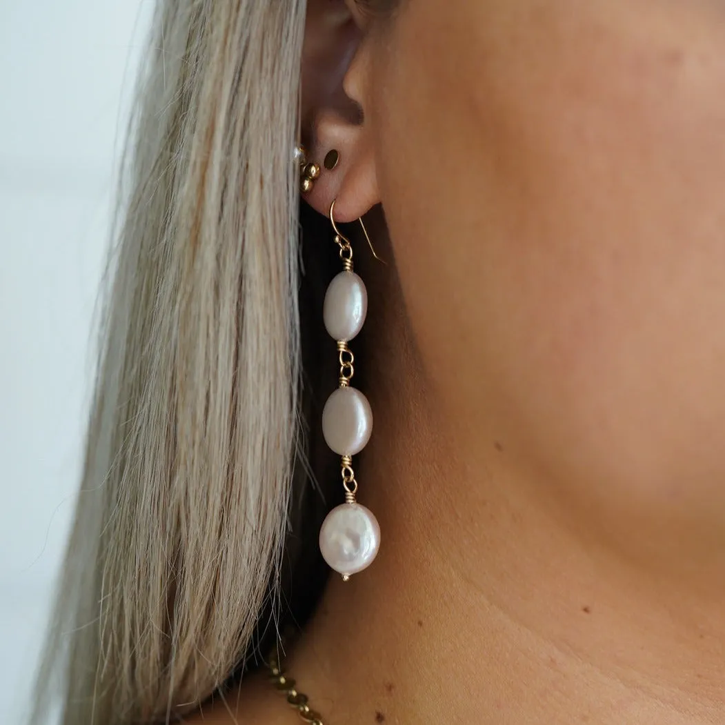 Cultured Freshwater Pearl Coin Earrings