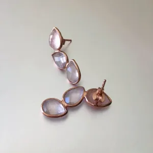 Dalia Studs With Pink Chalcedony