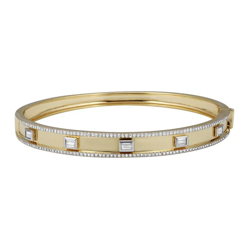 Diamond and Segment Baguettes Bangle