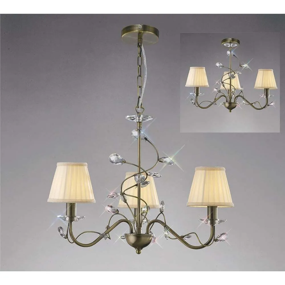 Diyas IL31223 Willow Pendant Antique Brass/crystal