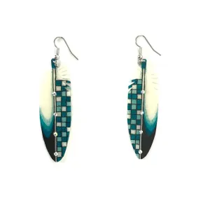 Dominic Arquero Rawhide Corn Design Feather Earrings