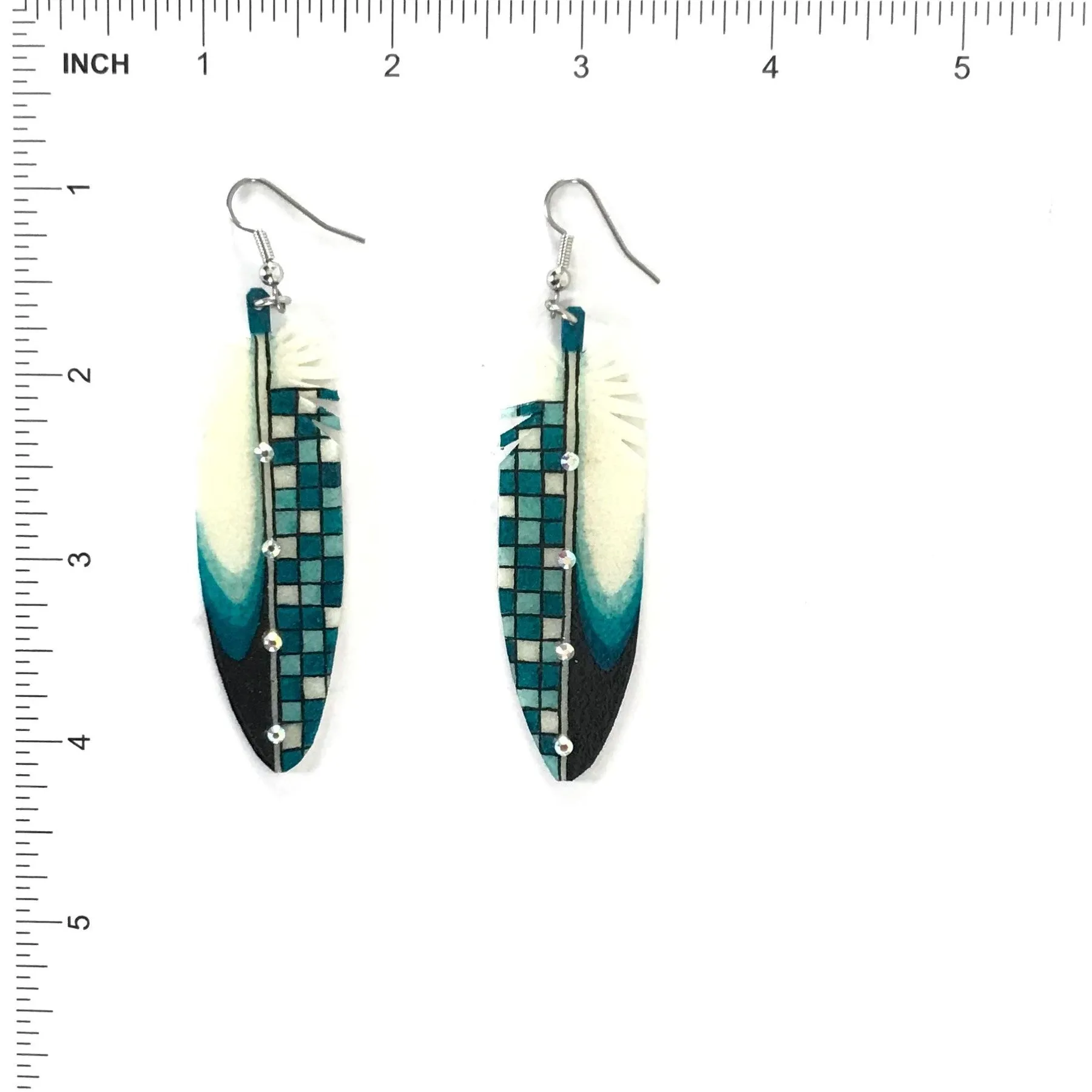 Dominic Arquero Rawhide Corn Design Feather Earrings