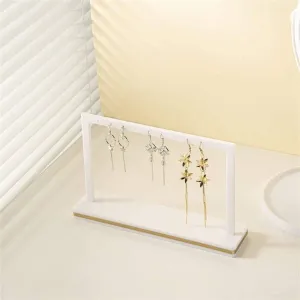 Elitnus Acrylic Earring Display Stand - 2 Pack White Acrylic Earring Organizer - T Bar Earring Stands for Shows