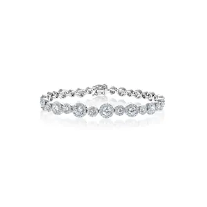 Elsie 4 Carats Round Brilliant Cut Diamond Single Row Bracelet in 18k White Gold