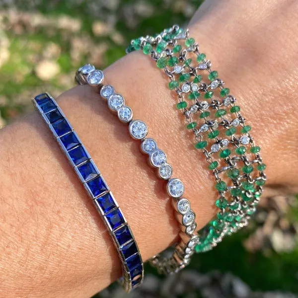 Estate Emerald Bead & Diamond Bracelet