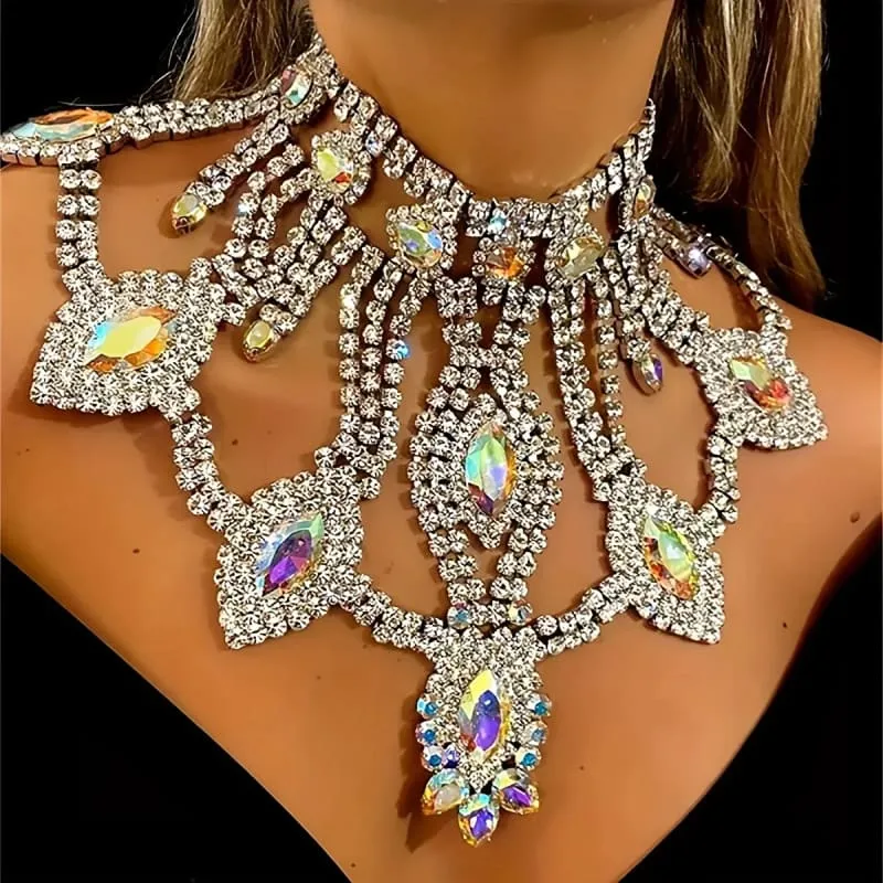 Exaggerated Crystal Large Floral-inspired Luxury Rhinestone Necklace