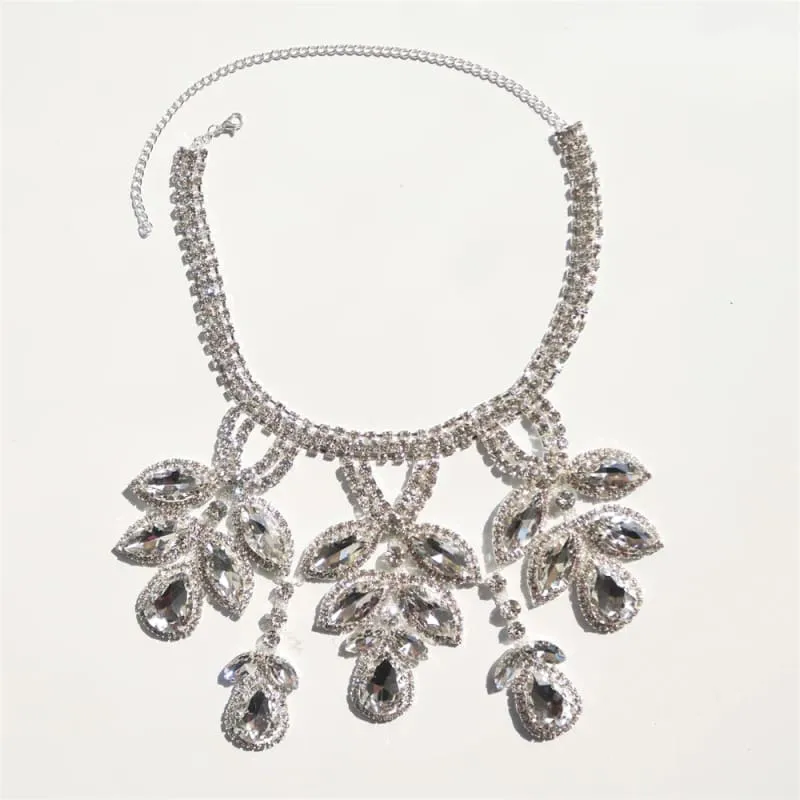 Exaggerated Crystal Large Floral-inspired Luxury Rhinestone Necklace