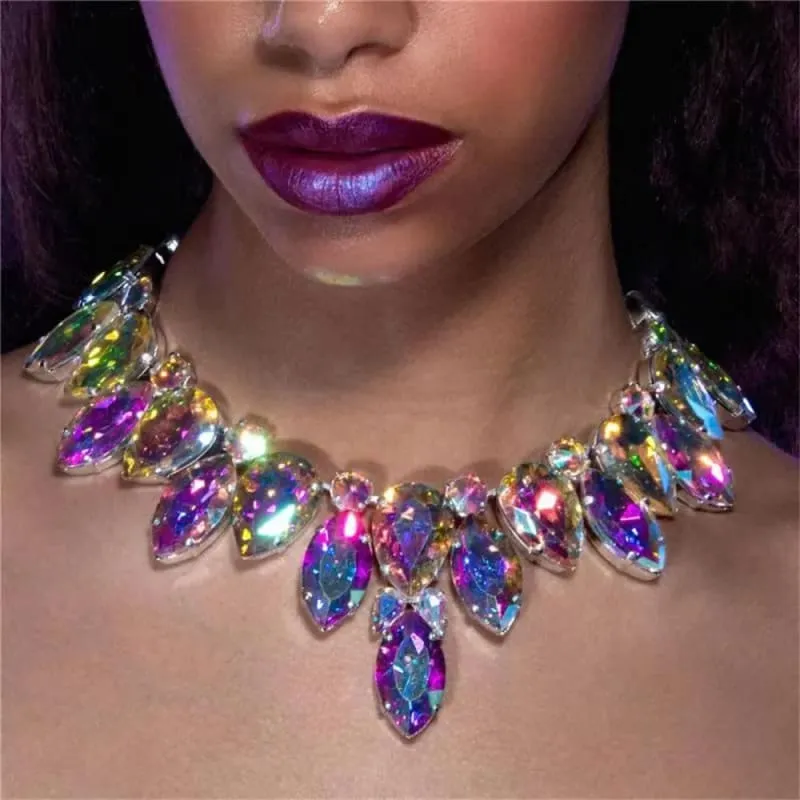 Exaggerated Crystal Large Floral-inspired Luxury Rhinestone Necklace