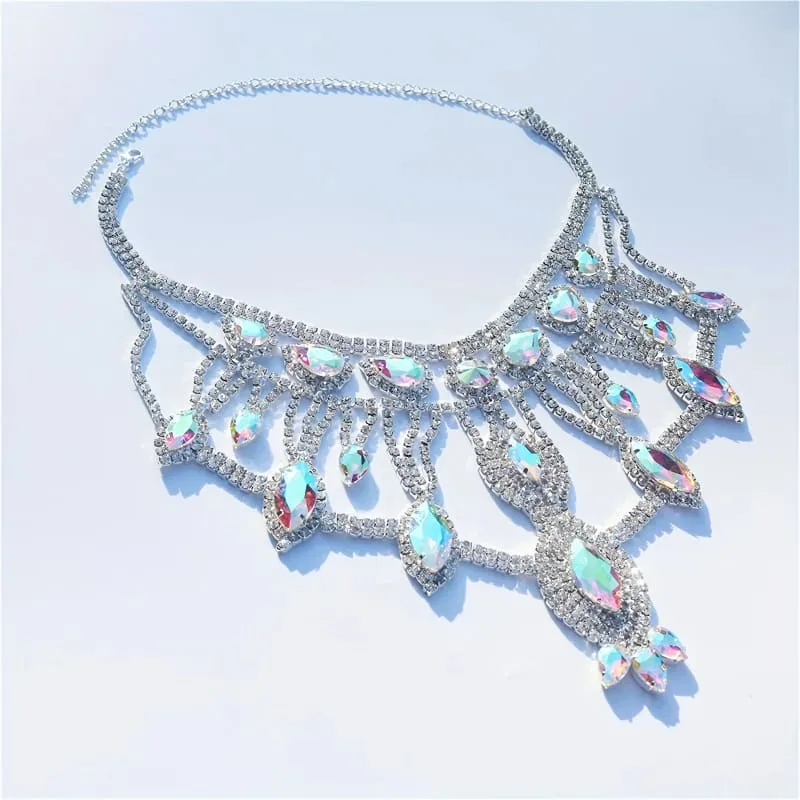 Exaggerated Crystal Large Floral-inspired Luxury Rhinestone Necklace