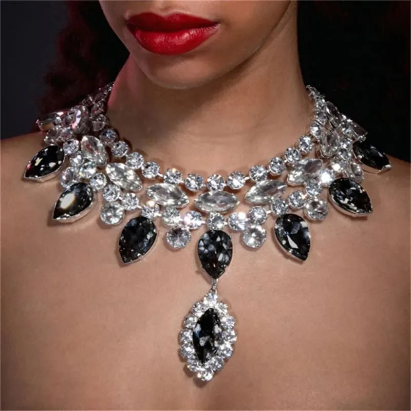 Exaggerated Crystal Large Floral-inspired Luxury Rhinestone Necklace