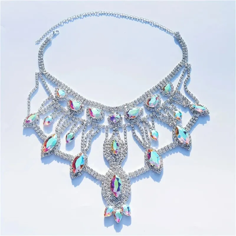 Exaggerated Crystal Large Floral-inspired Luxury Rhinestone Necklace