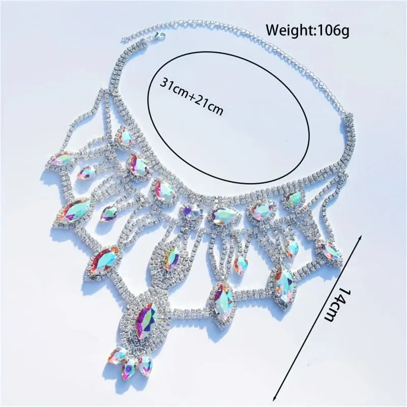 Exaggerated Crystal Large Floral-inspired Luxury Rhinestone Necklace