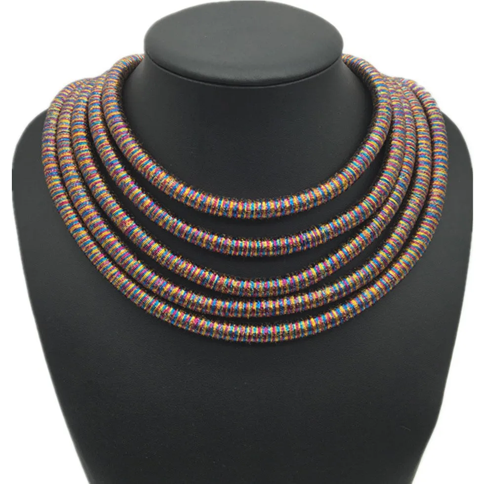 Extravagant Necklaces from Europe and America with Multi-layer Weaving for Women