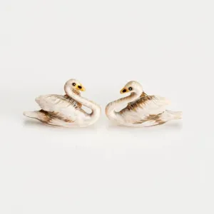 Fable England Enamel Swan Stud Earrings