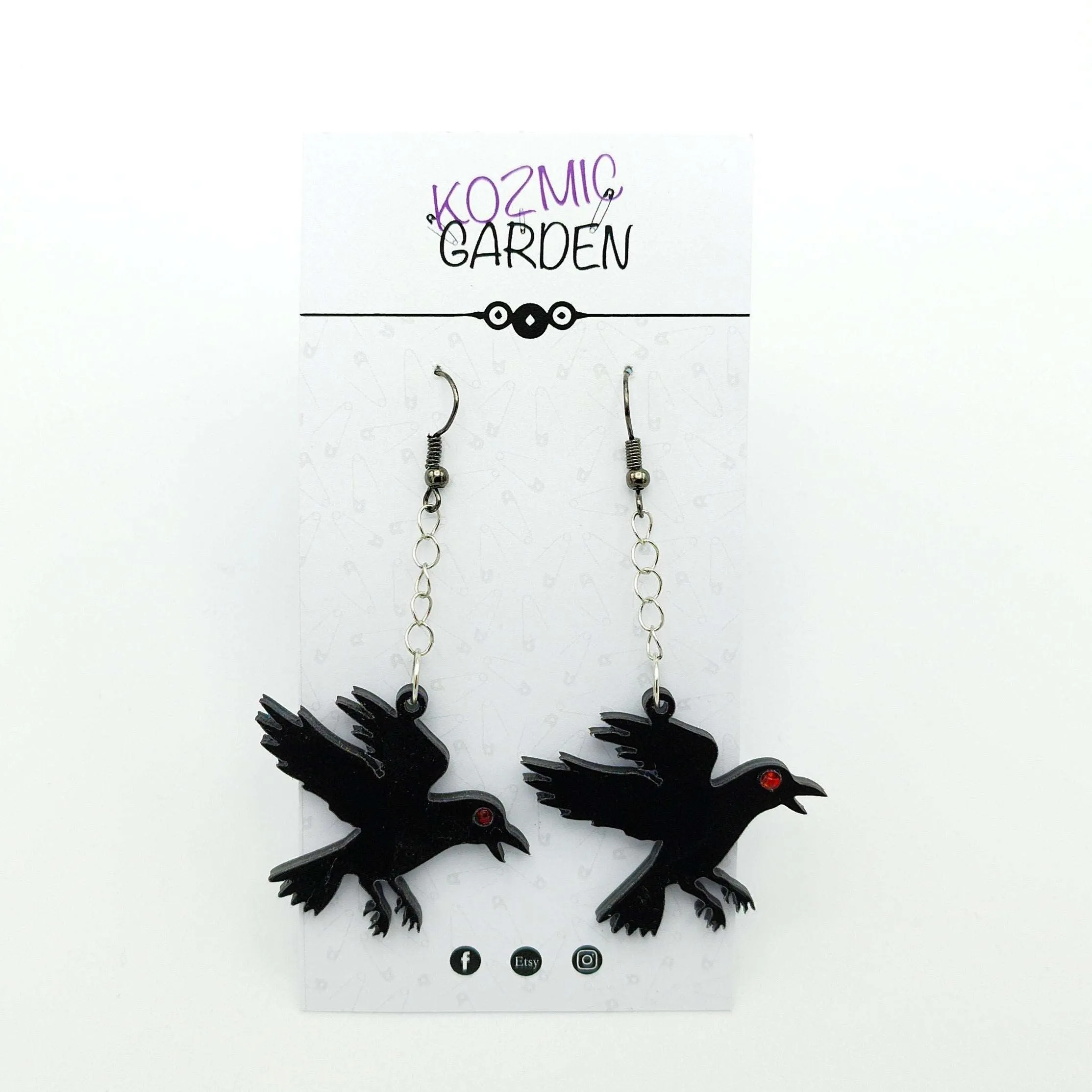 FLYING RAVEN EARRINGS | Where elegance meets gothic allure!