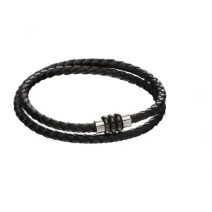 Fred Bennett Section Tube Clasp Black Knot Leather Bracelet B5133