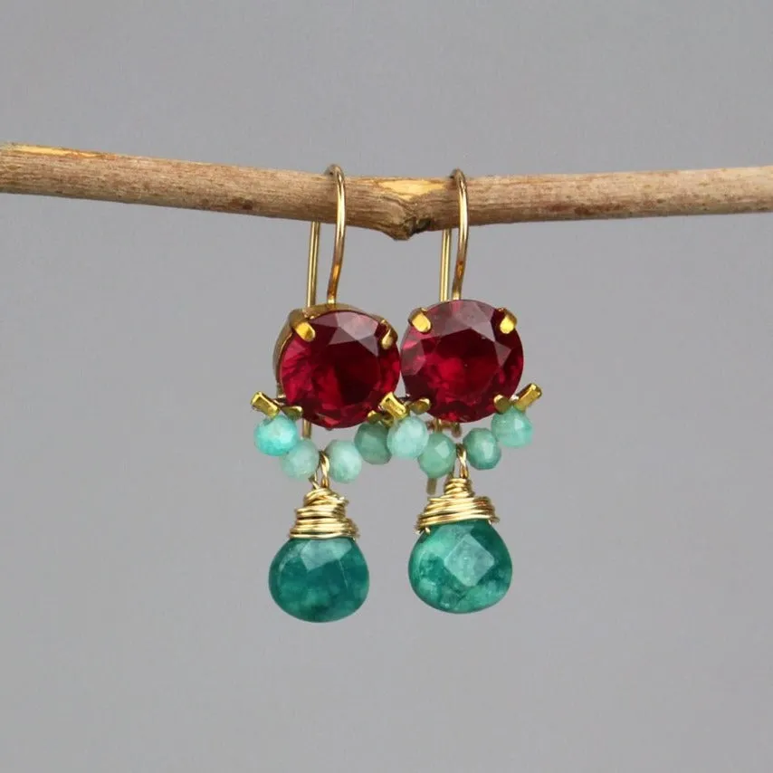 Fuchsia Pink Amazonite Clover Earrings