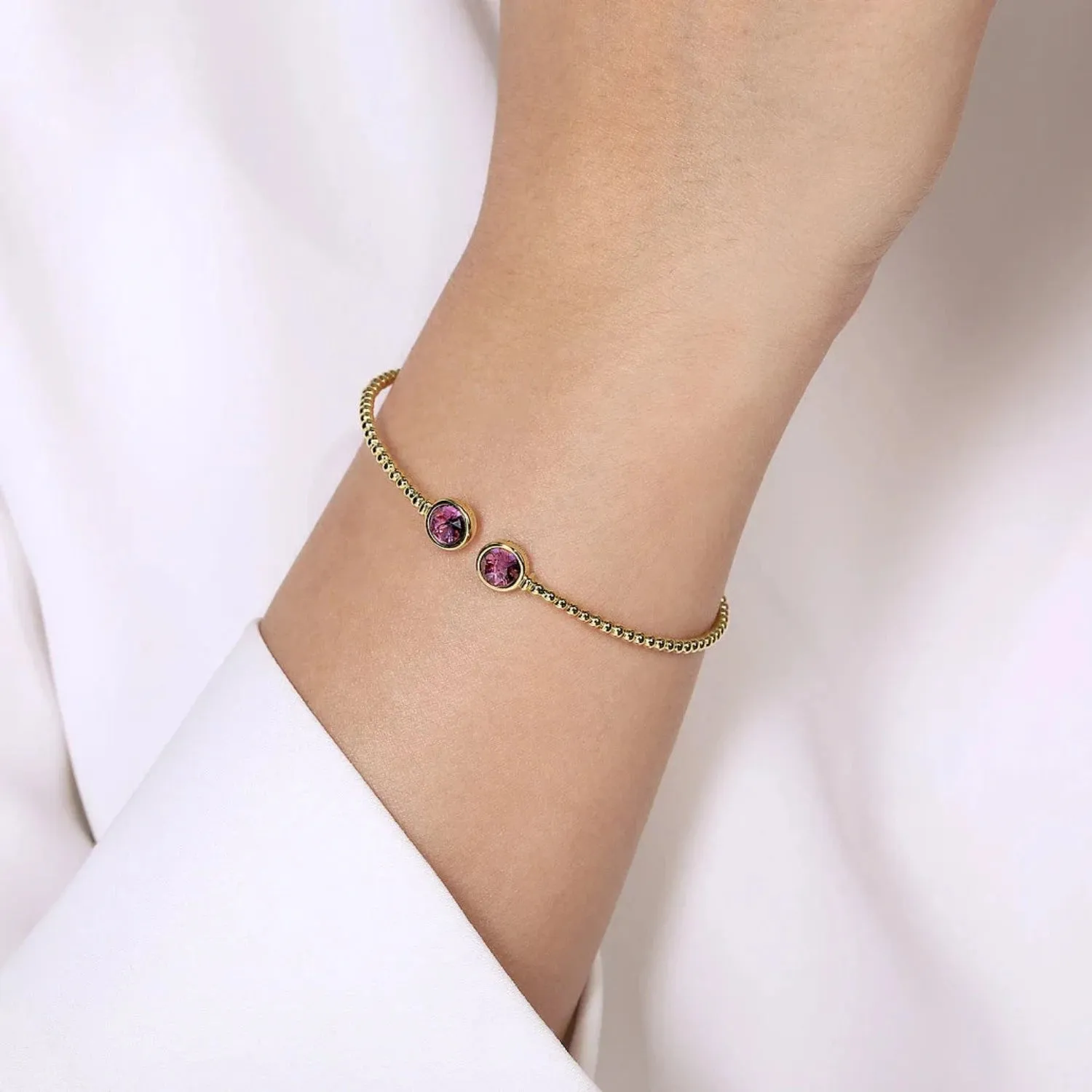 Gabriel & Co. Bujukan Open Bangle Amethyst Bracelet