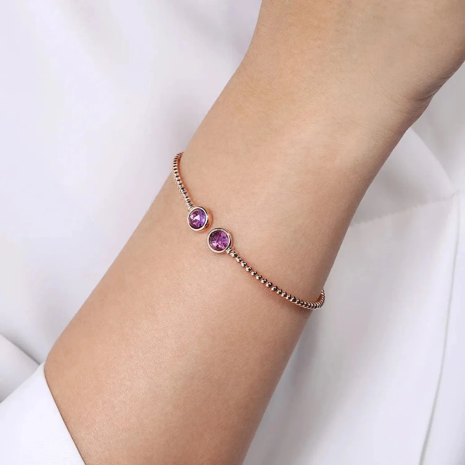 Gabriel & Co. Bujukan Open Bangle Amethyst Bracelet