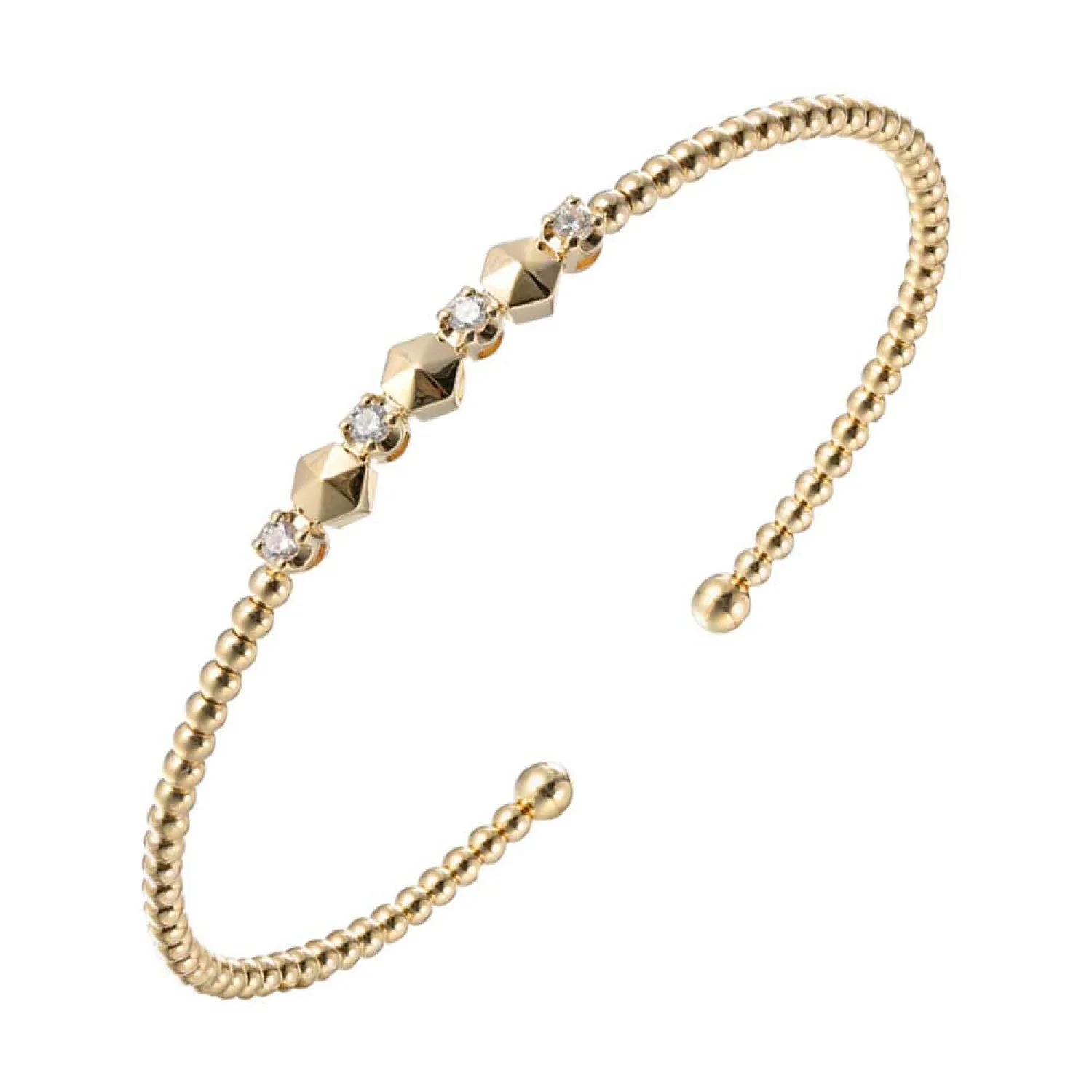 Geometric Diamond Open Bangle Bracelet, 0.20 cttw