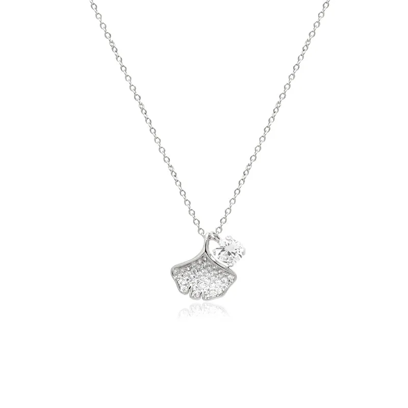 Gingko Leaf Cubic Zirconia Necklace