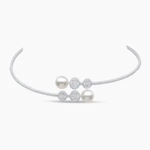 Glitz 18K Gold South Sea Pearl and Diamond Choker Necklace