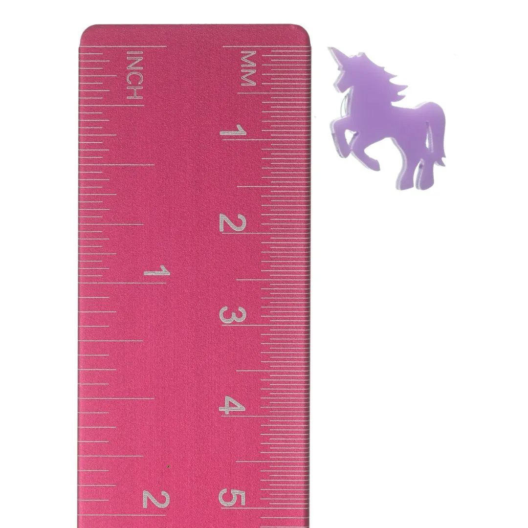 Glossy Majestic Unicorn Studs Hypoallergenic Earrings for Sensitive Ears Made with Plastic Posts