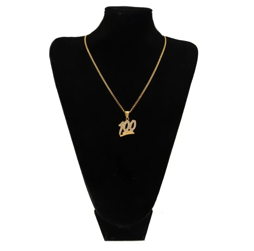 Gold 100 Logo Pendant Necklace