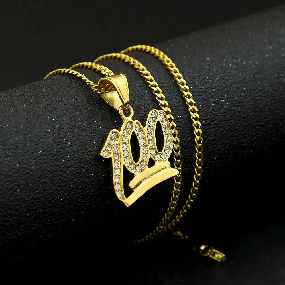 Gold 100 Logo Pendant Necklace