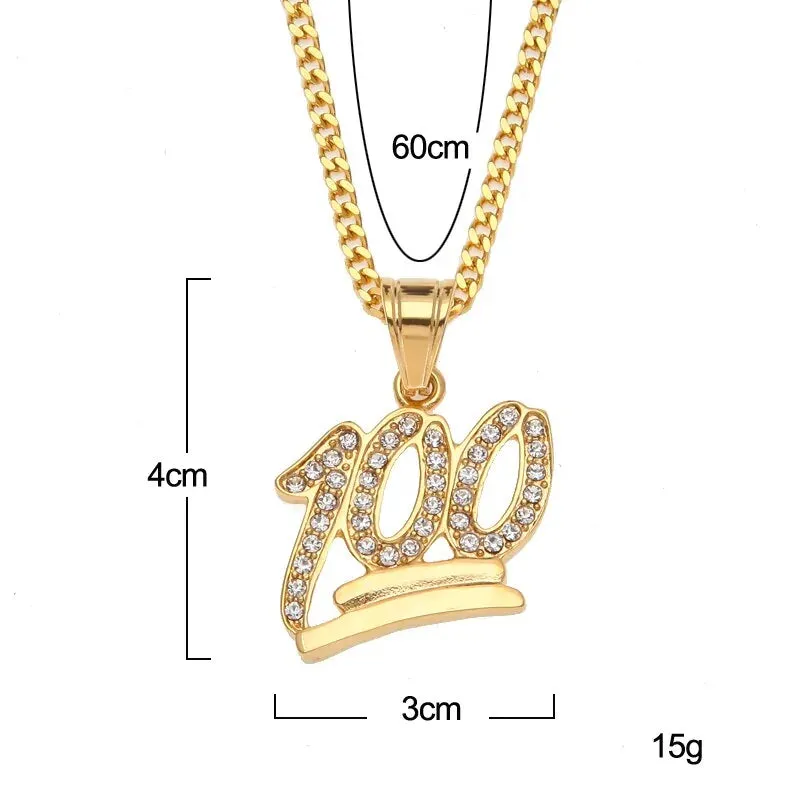 Gold 100 Logo Pendant Necklace