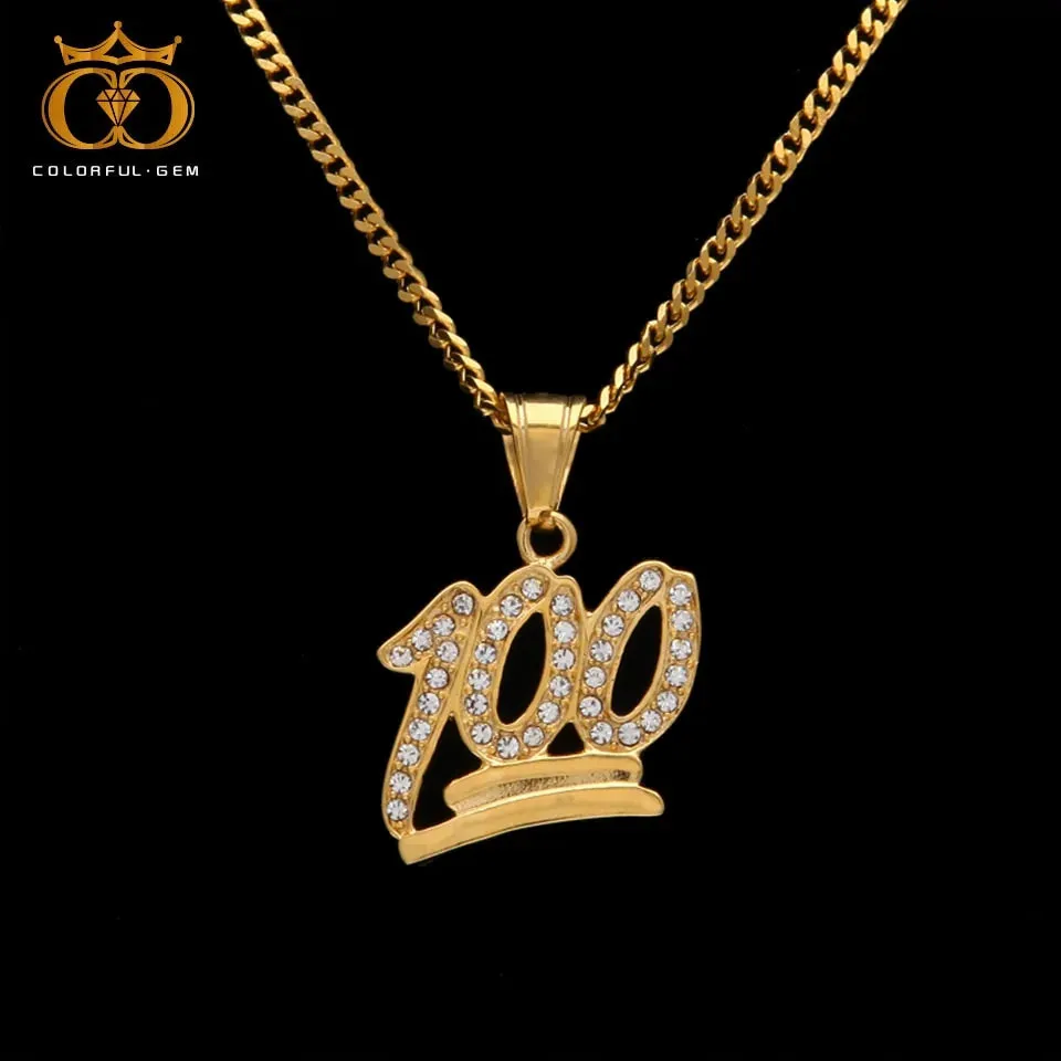 Gold 100 Logo Pendant Necklace