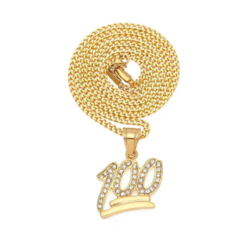 Gold 100 Logo Pendant Necklace