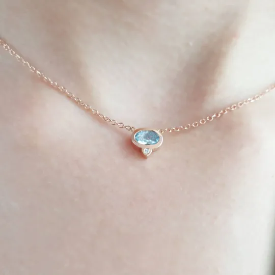 Gold Aquamarine Necklace