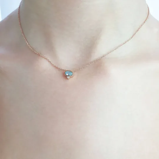 Gold Aquamarine Necklace