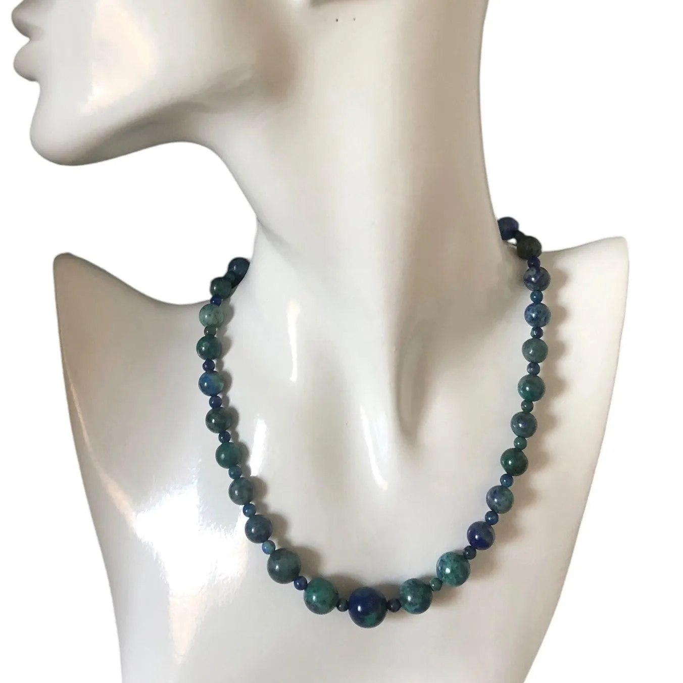 Green and Blue Lapis Lazuli Beaded Choker Necklace