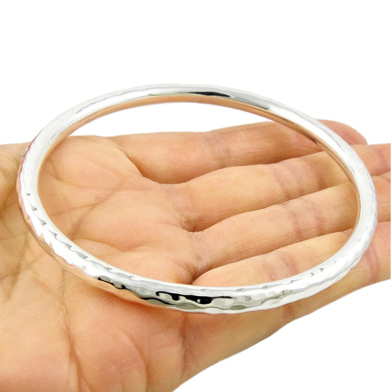 Hammered Sterling Silver Circle Bangle