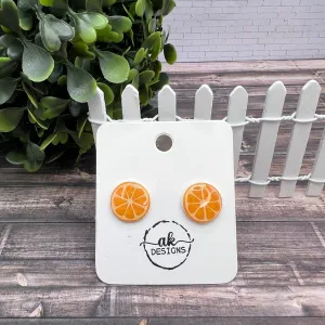 Handmade Orange Fruit Slice Food Lightweight Stud Earrings