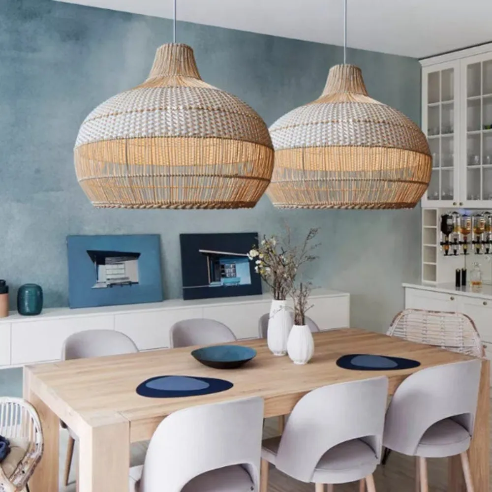 Handwoven Rattan Kitchen Island Pendant Lighting