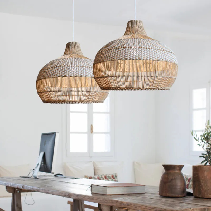 Handwoven Rattan Kitchen Island Pendant Lighting