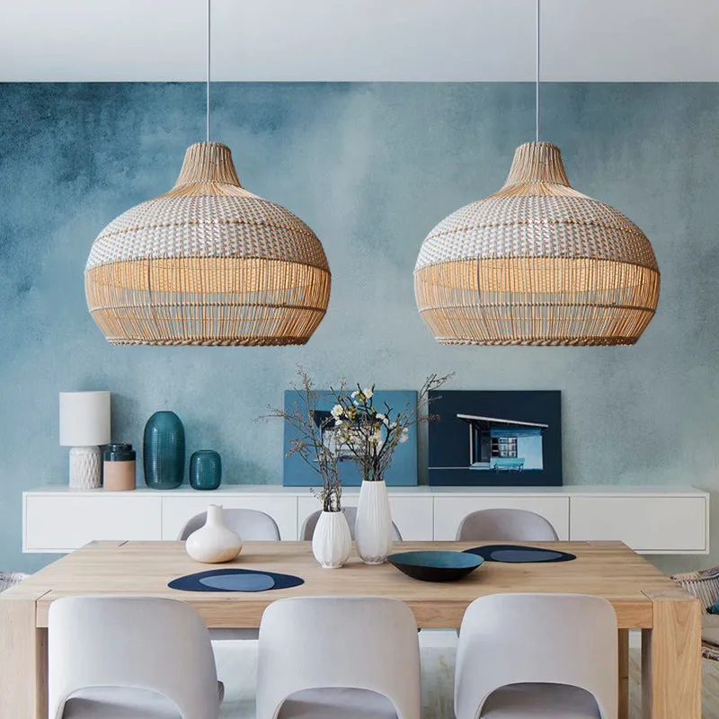 Handwoven Rattan Kitchen Island Pendant Lighting