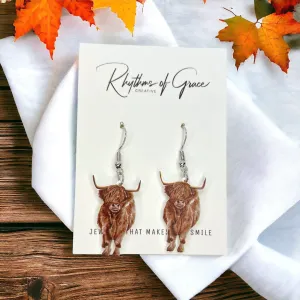 Highland Cow Earrings - Highland Calf, Cow Earrings, Cow Jewelry, Handmade Earrings, Handmade Jewelry, Animal Earrings, Highland Cow Jewelry