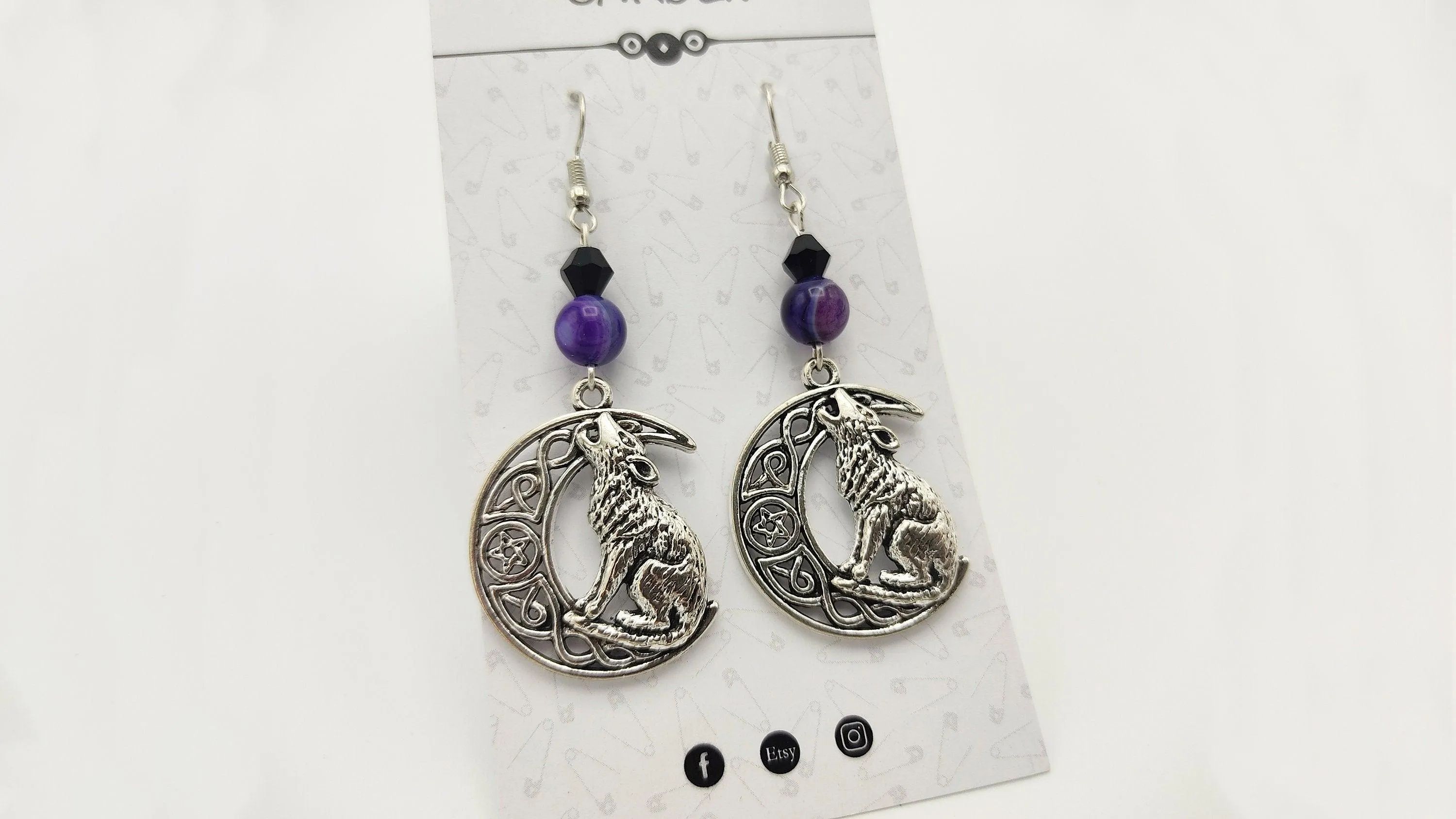 HOWLING WOLF MOON EARRINGS | Adopt a Wolf!