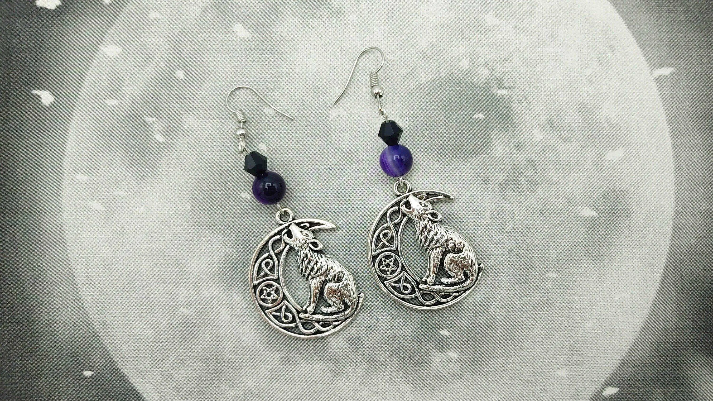 HOWLING WOLF MOON EARRINGS | Adopt a Wolf!